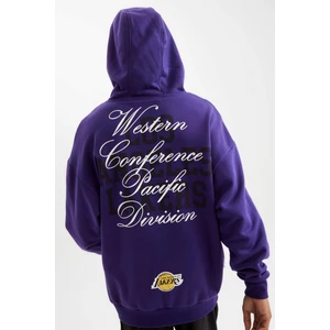 DeFacto Fit NBA Los Angeles Lakers Oversize Geniş Kalıp Kapüşonlu Sırt Baskılı Sweatshirt D0671AX24AU