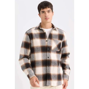 Regular Fit Polo Yaka Kareli Flanel Uzun Kollu Gömlek D2320AX24AU