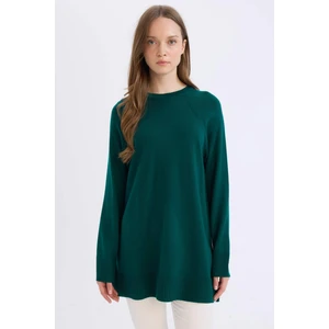 Regular Fit Bisiklet Yaka Basic Düz Triko Kazak Tunik C4474Ax24Au