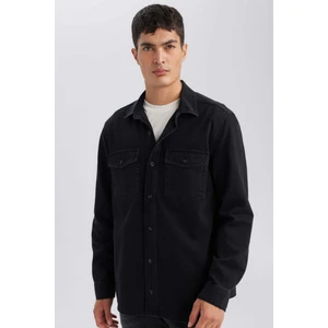 Regular Fit Jean Uzun Kollu Basic Gömlek D5386AX24AU
