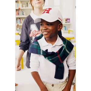 Erkek Çocuk Beyaz Pike Uzun Kollu Polo Okul Tişörtü L0288A623AU