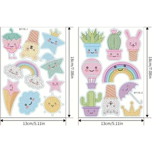 Miki & Miki 18 Parça 5d Elmas Boyama Sticker Seti - Karikatür Hayvan Teması, Telefon & Su Şişesi Dekoru