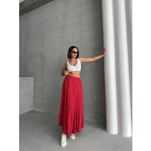 Kadın Buruşuk Modal Dokulu Soft Uzun Etek