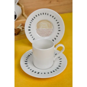 Heda Porselen Yakamoz 6 kişilik 12 parça Porselen Kahve Fincan Takımı