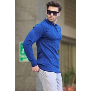 Indigo Fermuarlı Erkek Triko Kazak 6824