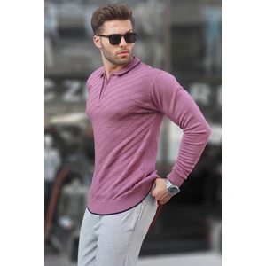 Gül Kurusu Fermuarlı Erkek Triko Kazak 6824