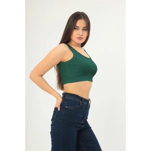 Fitilli Görünümlü Askılı Kalın Esnek Örme Basıc Crop