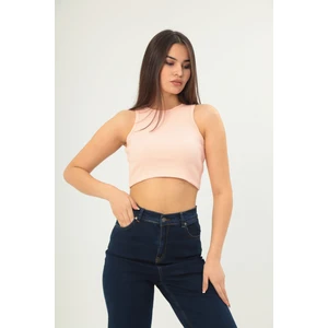 Fitilli Görünümlü Askılı Kalın Esnek Örme Basıc Crop