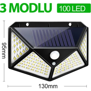 Güneş Enerjili Hareket Sensörlü IP65 Suya Dayanıklı 100 LED Lamba