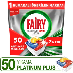 Platinum Plus Bulaşık Makinesi Deterjanı Kapsülü / Tableti; 50 Yıkama Limon Kokulu