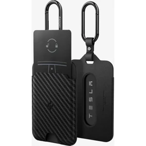 Air Fit PU Tesla Kart Anahtarı ile Uyumlu Kartlık Cüzdan + Karabiner Anahtarlık (2 Adet) TO245 Carbon - ACP08794