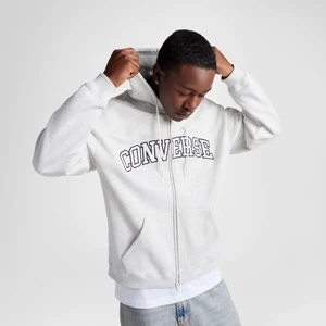 Classic Erkek Fermuarlı Gri Hoodie