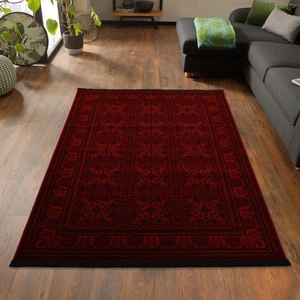 Giza Home Afgan Türkmen Otantik Desenli Dokuma Kırmızı Oturma Odası Salon Mutfak Halısı 7143H