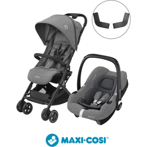 Lara2-Cabriofix I-Size Tek Elle Katlanabilen Ultra Kompakt Seyahat Sistem Bebek Arabası Select Grey