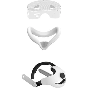 Meta Quest 3s Koruyucu Kılıf Seti, Yüz Kılıfı, Baş Kayışı Silikon Vr Aksesuarları, Gri-Beyaz Için 3'ü 1 Arada Vr Baş Kayışı Seti (Yurt Dışından)