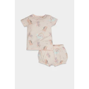 Kız Bebek Pijama Takımı Dinozor Baskılı Kısa Kollu Penye Üst Beli Lastikli Şort D8295A5NS