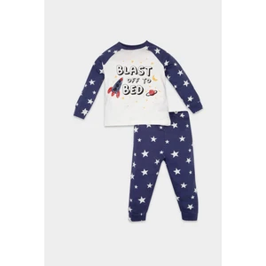 Erkek Bebek Pijama Takımı Yıldız Desenli Uzun Kollu Penye Üst Beli Lastikli Uzun Alt D6809A5NS