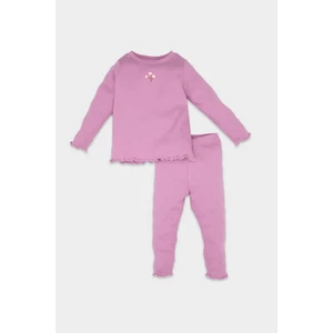 Kız Bebek 2'li Takım Çiçekli Fitilli Kaşkorse Uzun Kollu Tişört Tayt D6200A5NS