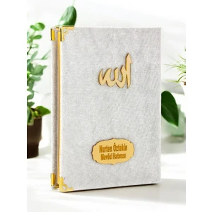 10 Adet Kadife Kaplı Çanta Boy Yasin Kitabı  Allah Lafızlı  İsme Özel Plakalı  Krem1113