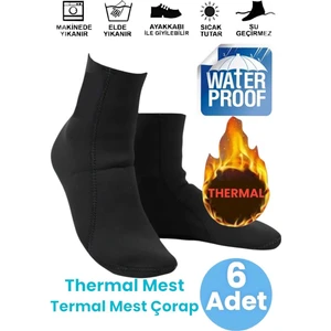 6'lı  Unisex Su ve Rüzgar Geçirmez Soğuğa Dayanıklı Termal Mest Termal Çorap