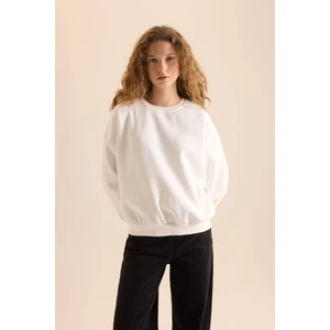 Coool Oversize Geniş Kalıp Bisiklet Yaka Basic Düz Kalın Sweatshirt D9022AXNS
