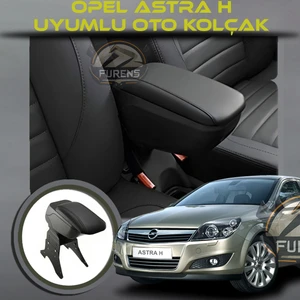 Opel Astra H Uyumlu Kol Dayama ve Kolçak Sürgülü Bardaklıklı Ayarlanabilir Siyah Deri