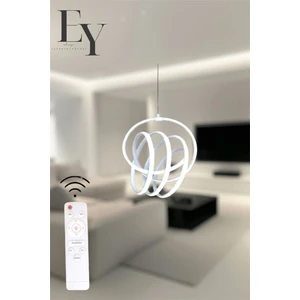 Ey Shop Modern Beyaz Imza Model Kumandalı 3 Renk (Beyaz / Sarı / Günışığı) Lüks LED Avize