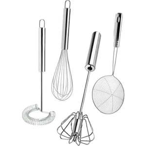 4'lü Set Otomatik Basmalı Çırpıcı, Yağ Kevgiri, Tel Çırpıcı, Yumurta Çırpıcı Sos Karıştırıcı Mikser