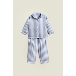 Çocuk Pamuklu Çizgili Pijama Takım - Unisex - Çanta Hediyeli