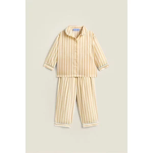 Çocuk Pamuklu Çizgili Pijama Takım - Unisex - Çanta Hediyeli