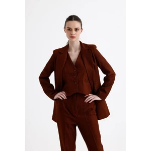 Bayan Üçlü Takım Pantolon Yelek Blazer Ceket