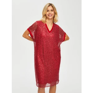 Faik Sönmez Şifon Garnili V Yaka Simli Payet Elbise 003