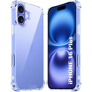 Apple iPhone 16 Plus Kılıf Airbag Crystal Sert Pc Antishock Darbe Emici Kenar Şeffaf Silikon Kapak