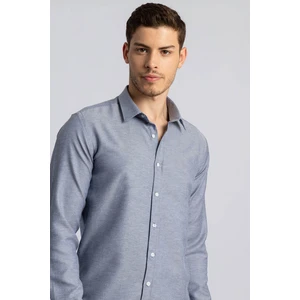 Slim Fit Armürlü Gri Erkek Gömlek