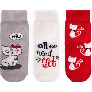 Üç Lü Cat Soket Çorap 3-10 Yaş Karışık Renkli 1
