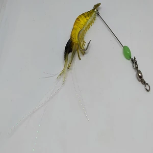 Sr Sazanrig Karides Shrimp Balık Yemi Fosforlu Kancalı 7.5 cm 5.5 gr Sahte Sarı Silikon Yem