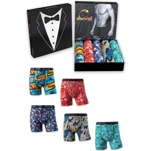 Donset İç Giyim Erkek Desenli Battal Boy Boxer - 5'lı Özel Kutusunda Bohçalık Özel Paket