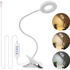 9 Mod Çok Fonksiyonlu Akrobat Masa Lambası Şiddeti Ayarlanabilir 3 LED Işık USB Girişli ( Beyaz Kasa)