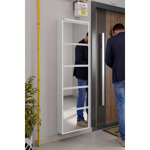 5'li Metal Ayakkabılık - Kar Beyaz/aynalı