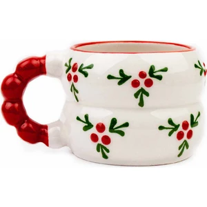 Palto Tasarım Kokina Desenli El Boyama Kabartma Desen Krem Parlak Harmoni Kupa - El Işçiliği Hediyelik Kupa