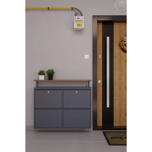 Kilitli Tablalı 4'lü Metal Ayakkabılık - Antrasit