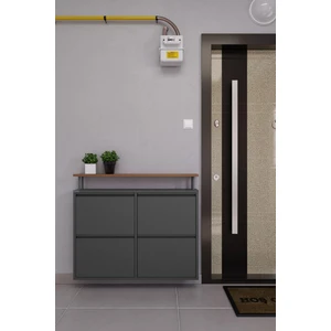 Tablalı 4'lü Metal Ayakkabılık - Füme