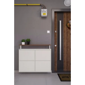 Tablalı 4'lü Metal Ayakkabılık - Beyaz