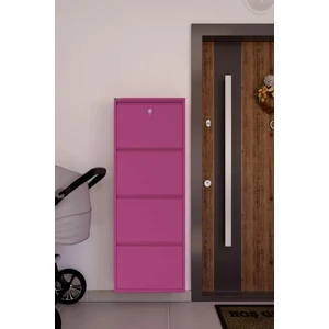 Kilitli 4'lü Metal Ayakkabılık - Pembe