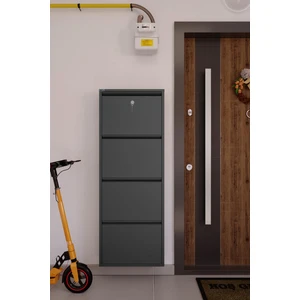 Kilitli 4'lü Metal Ayakkabılık - Füme