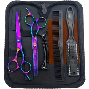 Lazer Saç Kesim Makas Seti Deri Çantalı 7 Parça Premium Set XLQ501SET