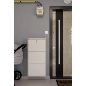 Kilitli 3'lü Metal Ayakkabılık - Krem