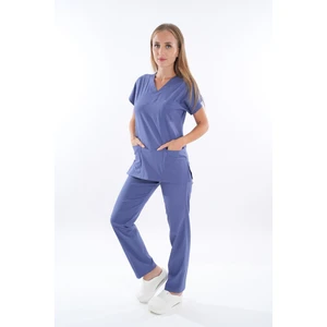 Nur Medikal Giyim Unisex Soft Likra Fırtına Mavi Hemşire ve Doktor Üniforması Cerrahi Takım Scrubs