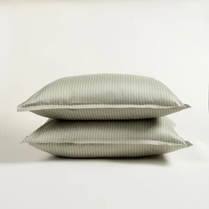 Zsa Zsa Zsu Solıd 300 Tc Çizgili 2'li Pamuk Saten %100 Pamuk Saten Yastık Kılıfı 50x70+2 Cm Yeşil