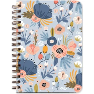 Mavi Çiçekli Ajanda Süresiz Planlayıcı Defter